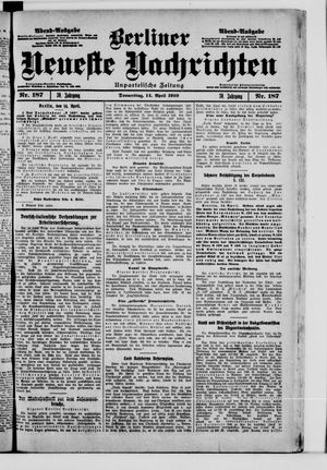 Berliner neueste Nachrichten vom 14.04.1910