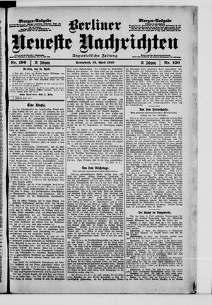 Berliner neueste Nachrichten on Apr 16, 1910