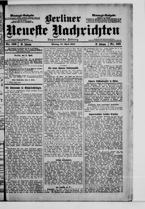 Berliner neueste Nachrichten on Apr 18, 1910