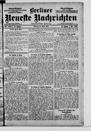 Berliner neueste Nachrichten vom 18.04.1910