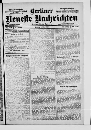 Berliner Neueste Nachrichten vom 01.05.1910