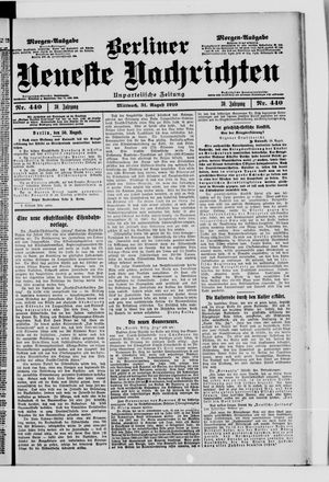 Berliner Neueste Nachrichten vom 31.08.1910