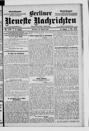 Berliner Neueste Nachrichten on Aug 31, 1910