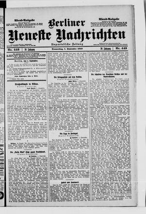 Berliner Neueste Nachrichten vom 01.09.1910