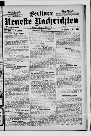 Berliner Neueste Nachrichten vom 19.09.1910