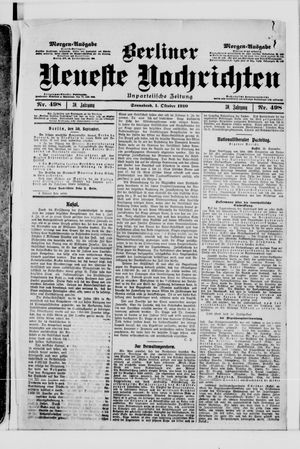 Berliner Neueste Nachrichten vom 01.10.1910