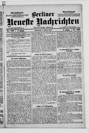 Berliner Neueste Nachrichten vom 01.10.1910