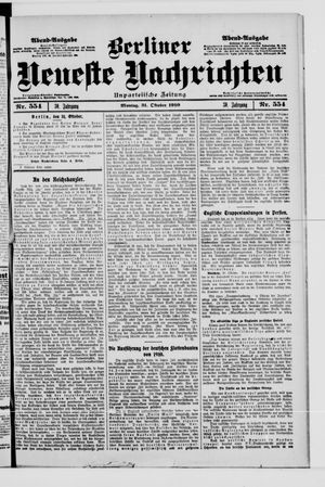 Berliner Neueste Nachrichten vom 31.10.1910