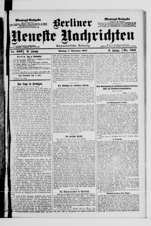 Berliner Neueste Nachrichten vom 07.11.1910
