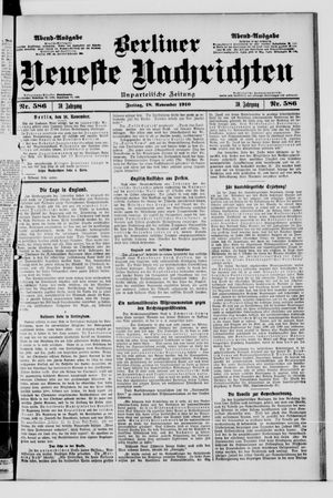 Berliner Neueste Nachrichten vom 18.11.1910