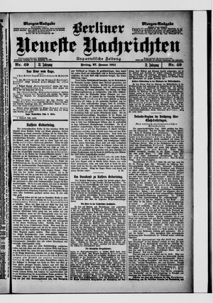 Berliner neueste Nachrichten on Jan 27, 1911