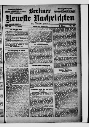 Berliner Neueste Nachrichten vom 30.01.1911