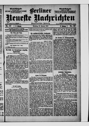 Berliner neueste Nachrichten vom 31.01.1911