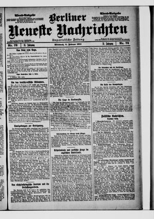 Berliner neueste Nachrichten vom 08.02.1911
