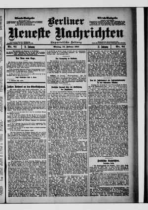 Berliner neueste Nachrichten vom 13.02.1911