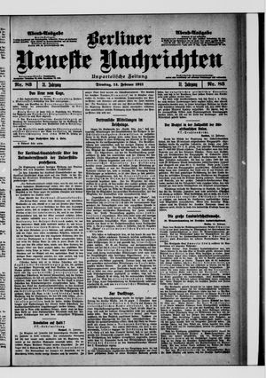 Berliner neueste Nachrichten on Feb 14, 1911
