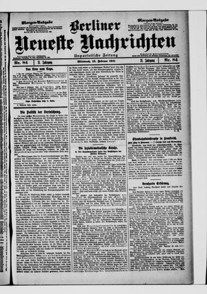 Berliner neueste Nachrichten vom 15.02.1911