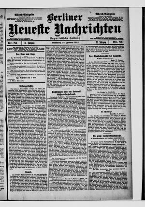 Berliner neueste Nachrichten on Feb 15, 1911