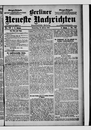 Berliner neueste Nachrichten vom 16.02.1911