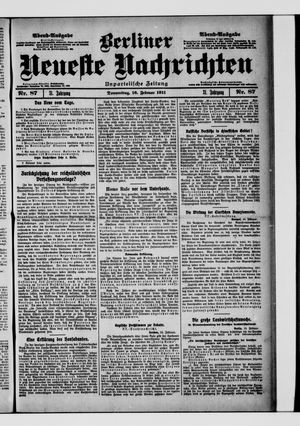 Berliner neueste Nachrichten vom 16.02.1911
