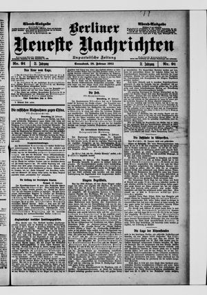 Berliner Neueste Nachrichten on Feb 18, 1911