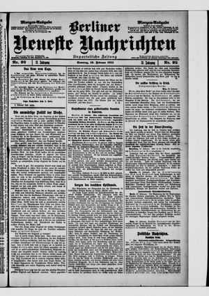 Berliner Neueste Nachrichten vom 19.02.1911