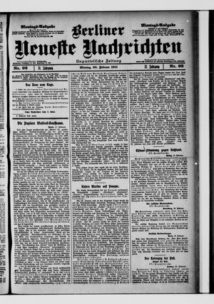 Berliner neueste Nachrichten vom 20.02.1911