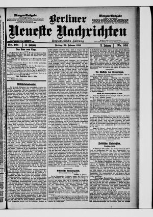 Berliner neueste Nachrichten vom 24.02.1911