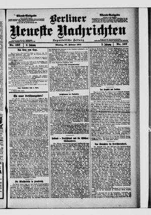 Berliner neueste Nachrichten vom 27.02.1911
