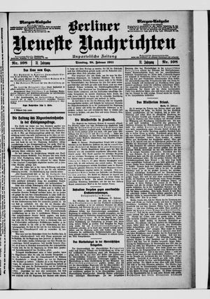 Berliner neueste Nachrichten on Feb 28, 1911