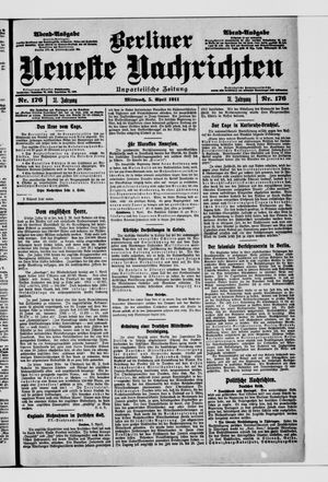 Berliner neueste Nachrichten vom 05.04.1911