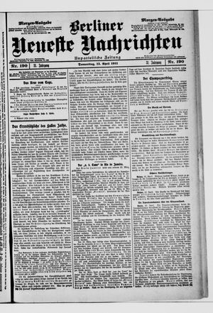 Berliner neueste Nachrichten vom 13.04.1911