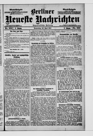 Berliner Neueste Nachrichten vom 20.04.1911