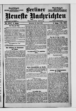 Berliner neueste Nachrichten vom 22.04.1911