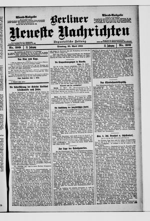 Berliner neueste Nachrichten vom 25.04.1911