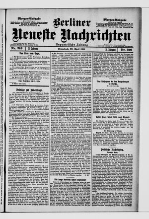 Berliner neueste Nachrichten vom 29.04.1911
