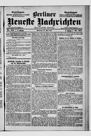 Berliner Neueste Nachrichten on May 31, 1911