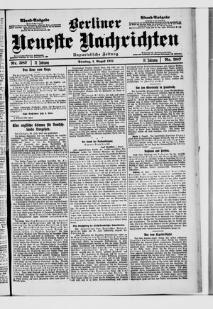 Berliner Neueste Nachrichten vom 01.08.1911