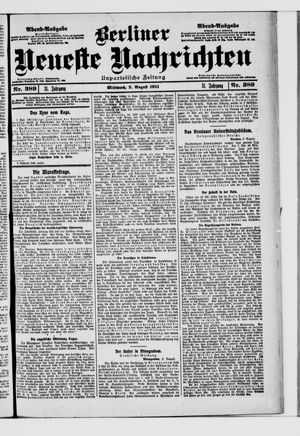 Berliner Neueste Nachrichten vom 02.08.1911