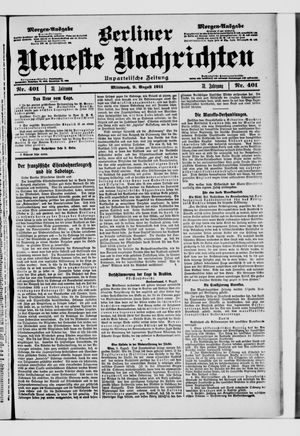 Berliner Neueste Nachrichten vom 09.08.1911