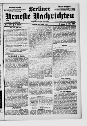Berliner Neueste Nachrichten vom 15.08.1911