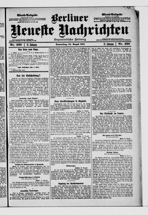 Berliner Neueste Nachrichten vom 24.08.1911