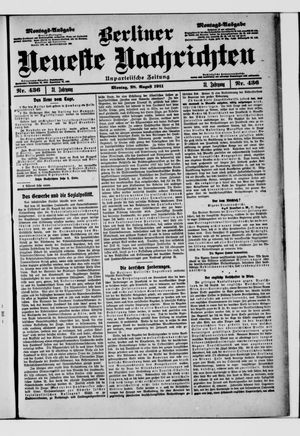 Berliner Neueste Nachrichten vom 28.08.1911