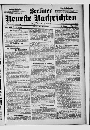 Berliner Neueste Nachrichten vom 28.08.1911