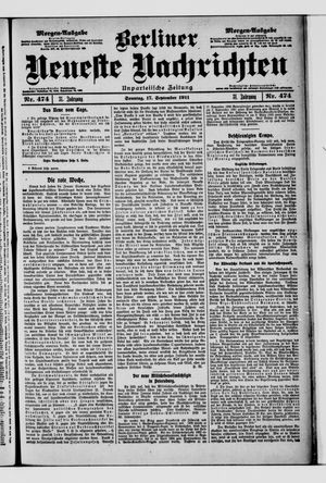 Berliner Neueste Nachrichten vom 17.09.1911