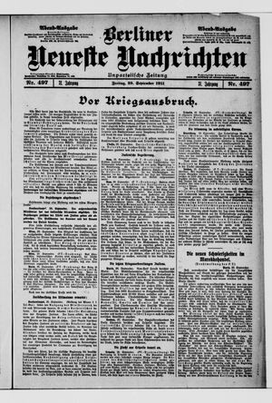 Berliner Neueste Nachrichten vom 29.09.1911