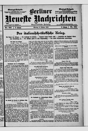 Berliner Neueste Nachrichten vom 02.10.1911