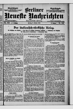 Berliner Neueste Nachrichten vom 06.10.1911