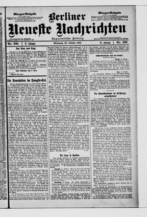 Berliner Neueste Nachrichten vom 18.10.1911