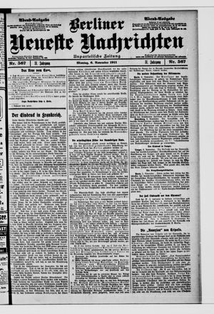 Berliner Neueste Nachrichten vom 06.11.1911
